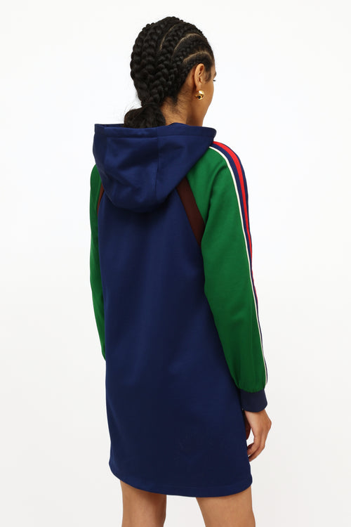 Gucci Blue 
Green Jersey Hooded Dress