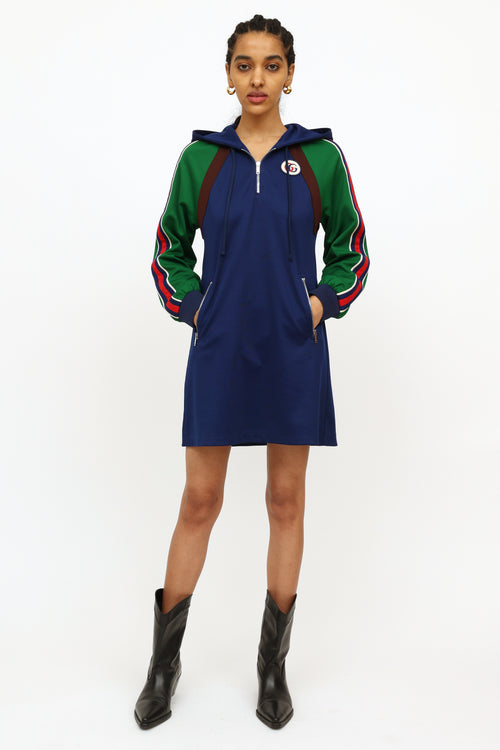 Gucci Blue 
Green Jersey Hooded Dress