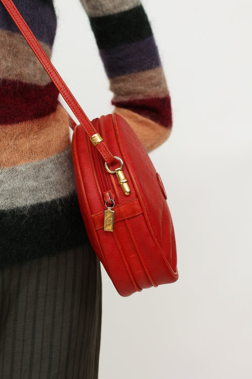 Gucci Red Microguccissima Round Crossbody Bag