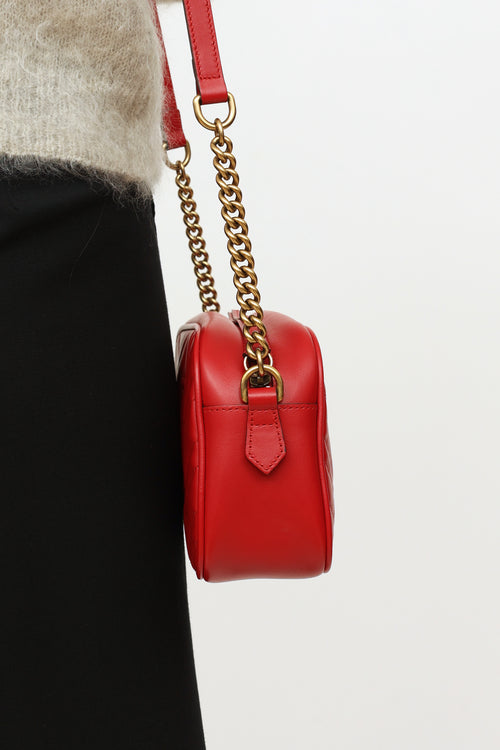 Gucci Red GG Marmont Matelassé Shoulder Bag