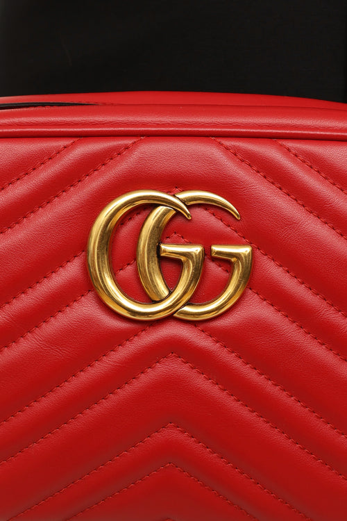 Gucci Red GG Marmont Matelassé Shoulder Bag