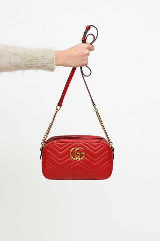 Gucci Red GG Marmont Matelassé Shoulder Bag