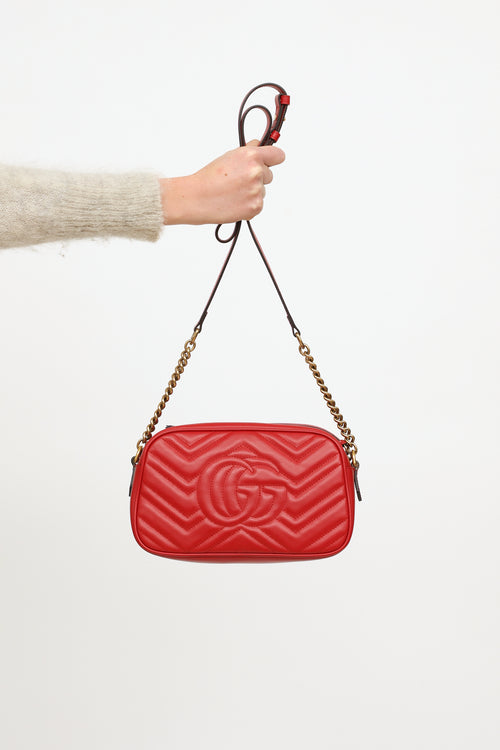 Gucci Red GG Marmont Matelassé Shoulder Bag