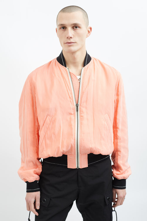 Haider Ackermann Pink 
White Stripe Bomber Jacket