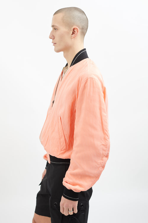 Haider Ackermann Pink 
White Stripe Bomber Jacket