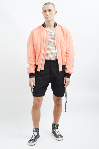 Haider Ackermann Pink 
White Stripe Bomber Jacket