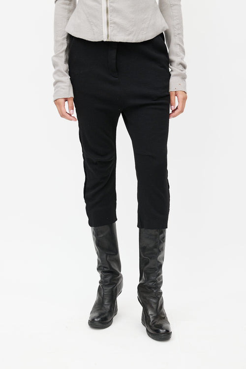 Haider Ackermann Black Wool 
Velvet Cropped Pant