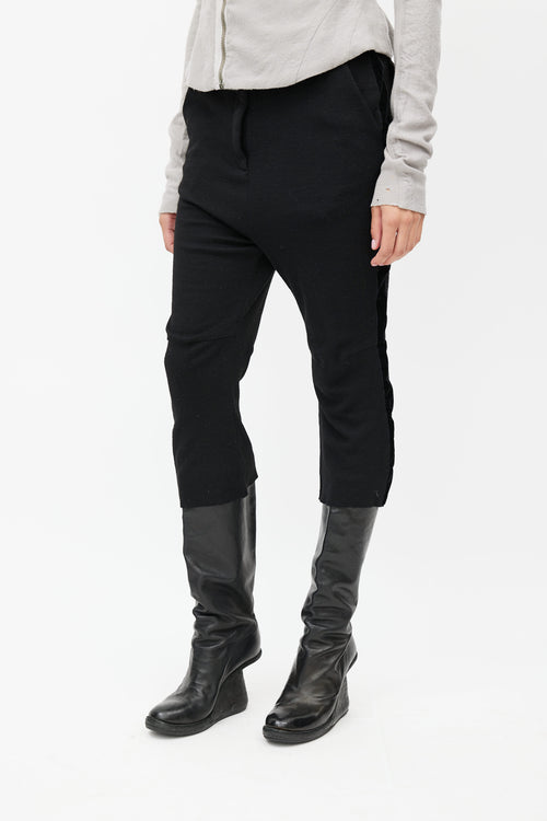 Haider Ackermann Black Wool 
Velvet Cropped Pant