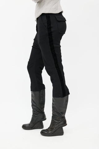 Haider Ackermann Black Wool 
Velvet Cropped Pant