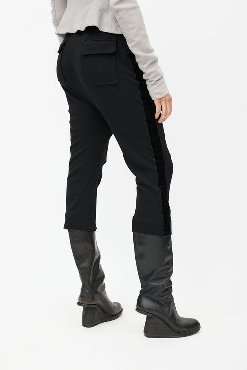 Haider Ackermann Black Wool 
Velvet Cropped Pant