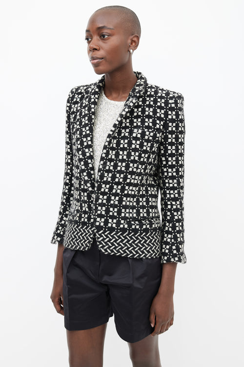 Haider Ackermann Black 
White Wool Tweed One Button Blazer