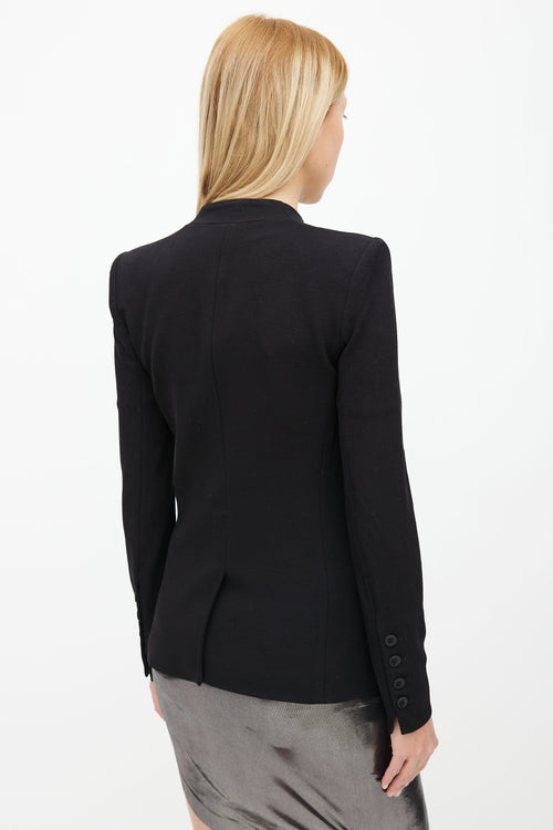 Helmut Lang Black Single Button Collarless Blazer