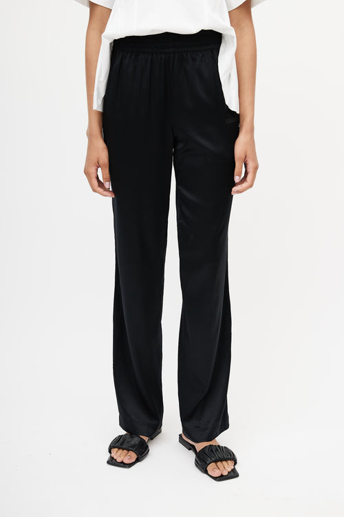 Black Silk Straight Leg Trouser