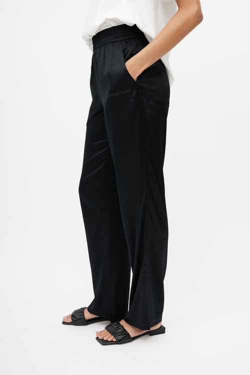 Black Silk Straight Leg Trouser