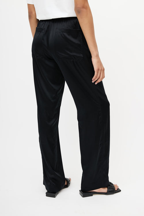 Black Silk Straight Leg Trouser