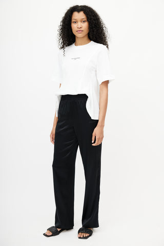 Black Silk Straight Leg Trouser