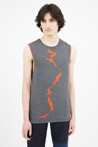 Helmut Lang Grey 
Orange Knit Tank Top