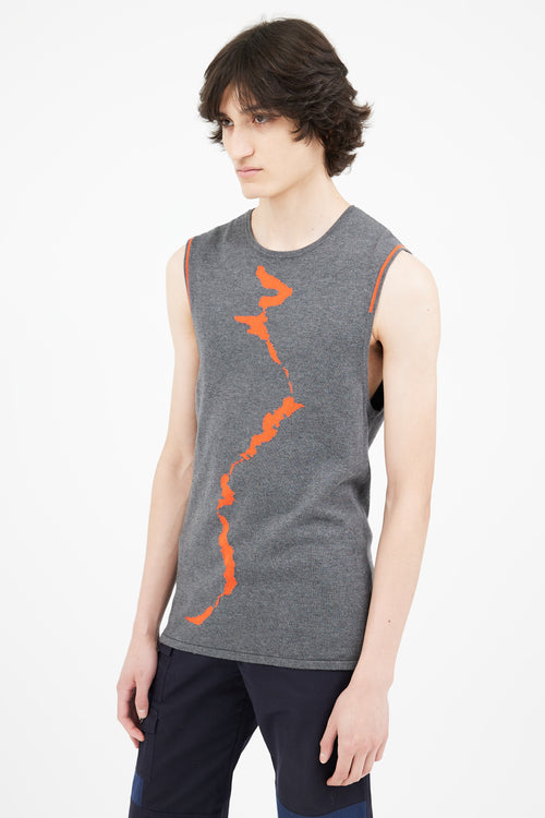 Helmut Lang Grey 
Orange Knit Tank Top