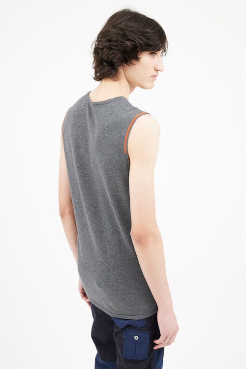 Helmut Lang Grey 
Orange Knit Tank Top