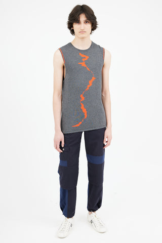 Helmut Lang Grey 
Orange Knit Tank Top