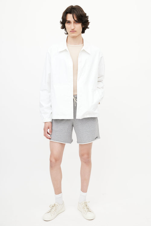 Helmut Lang White Logo Print Coach Jacket