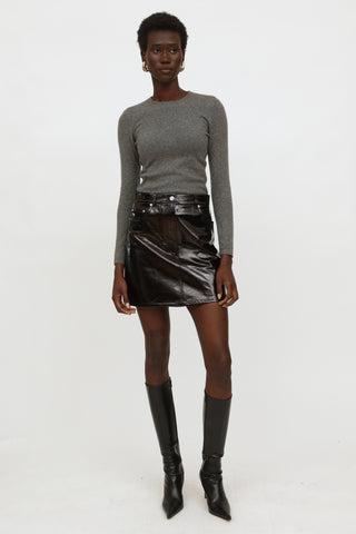 Helmut Lang Black Leather Mini Skirt