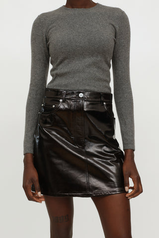 Helmut Lang Black Leather Mini Skirt