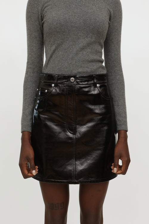 Helmut Lang Black Leather Mini Skirt