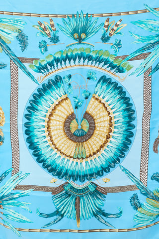 Hermès Blue Multi Printed Silk Scarf