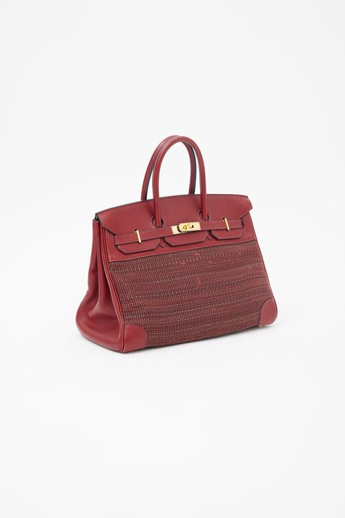 Hermès 2002 Rouge H Taurillon Clemence Crinoline Birkin 35 Bag