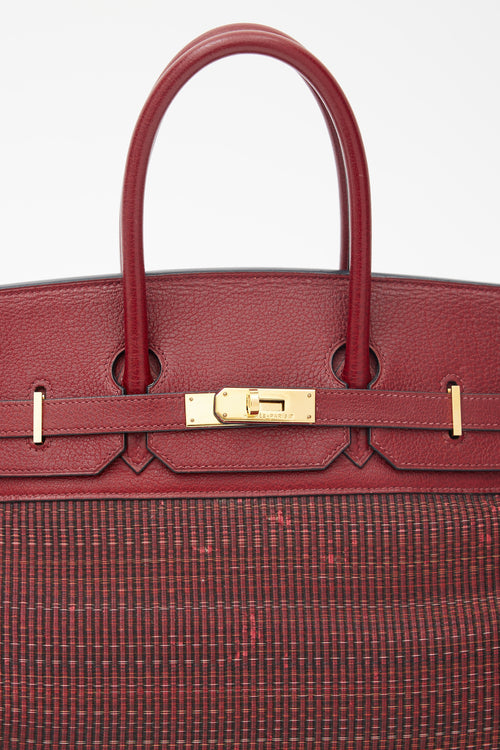 2002 Rouge H Taurillon Clemence Crinoline Birkin 35 Bag