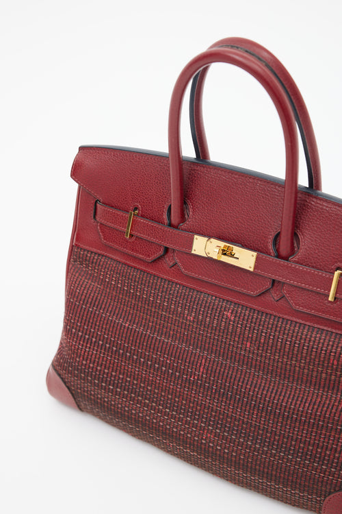 Hermès 2002 Rouge H Taurillon Clemence Crinoline Birkin 35 Bag