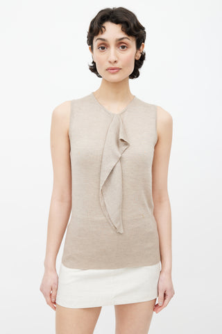 Hermès Beige Cashmere 
Silk Blend Ruffle Top