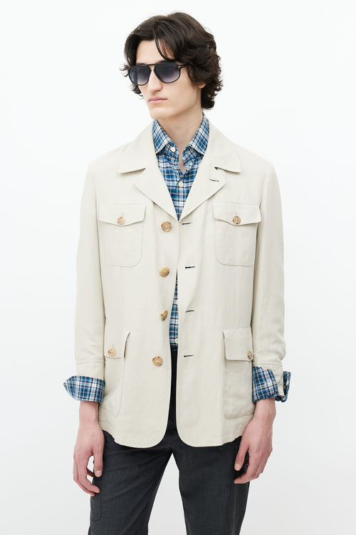 Hermès Beige Linen Utility Jacket