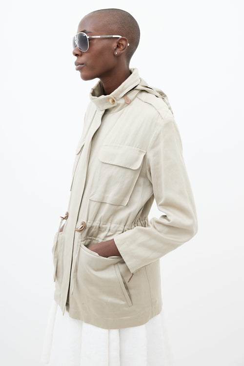 Hermès Beige Waist Tie Utility Jacket