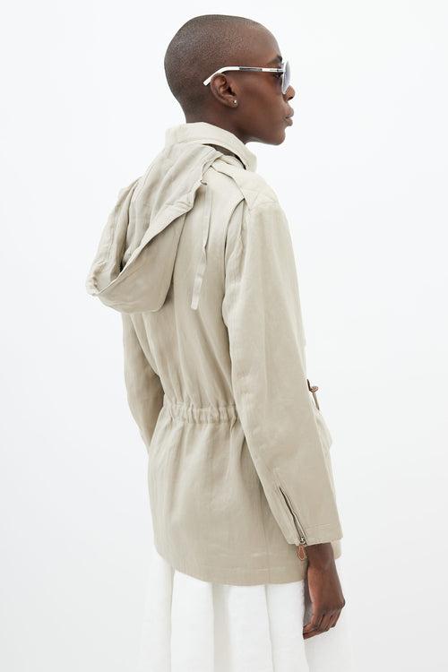 Hermès Beige Waist Tie Utility Jacket