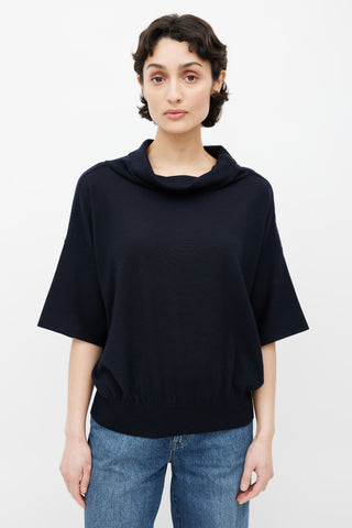 Hermès Black Cashmere Zip Short Sleeve Sweater