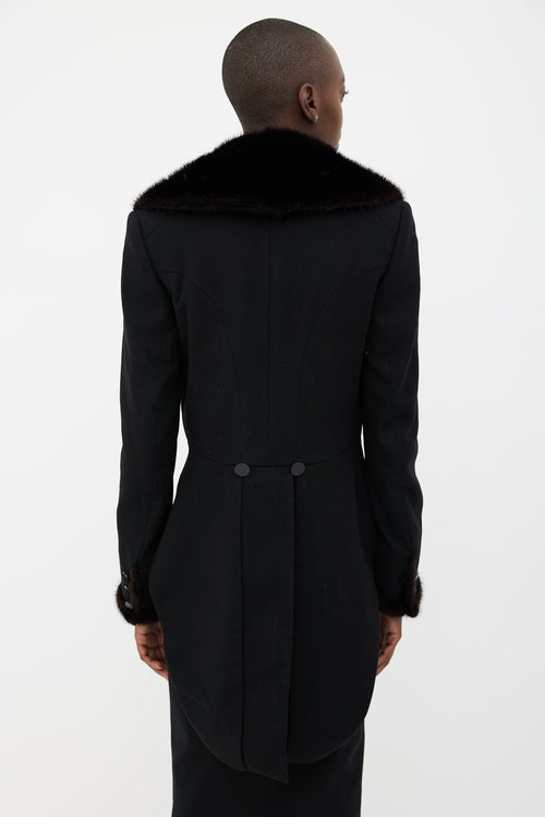 Hermès Black Fur Collar Tail Coat