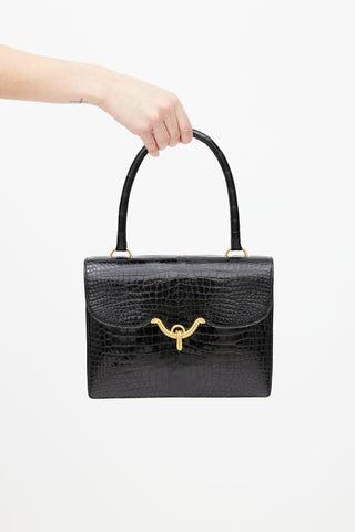 Hermes Black Shiny Textured Vasco Bag