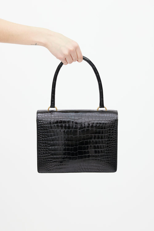 Hermes Black Shiny Textured Vasco Bag