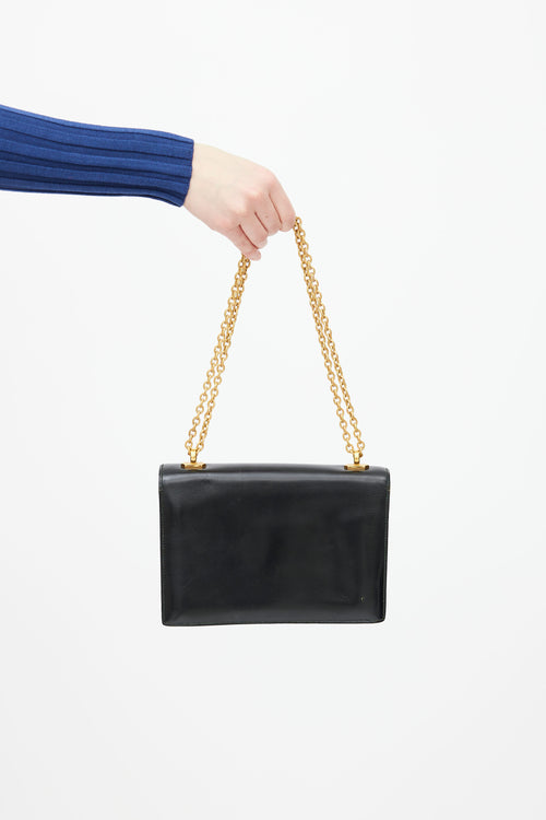 Hermes Black Leather 
Gold-Tone Chain Alcazar Shoulder Bag