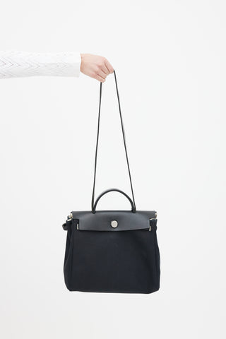 Hermès Black Canvas 
Leather 31 Herbag PM Two-Way Shoulder Bag