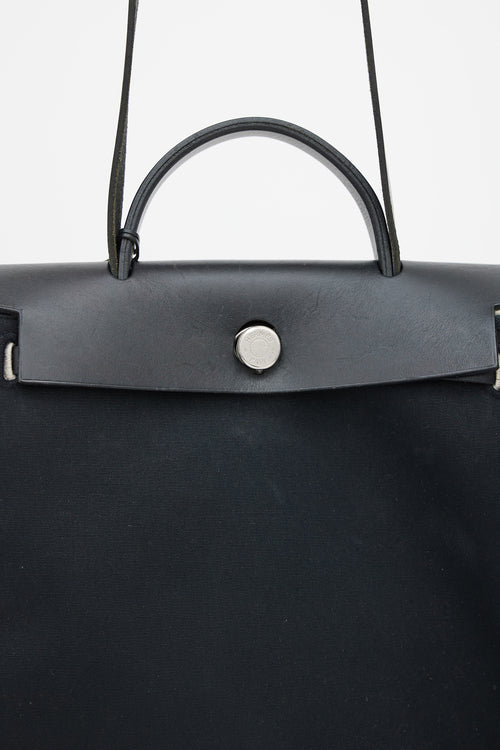 Hermès Black Canvas 
Leather 31 Herbag PM Two-Way Shoulder Bag