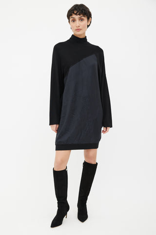 Hermès Black Knit Jacquard Turtleneck Dress