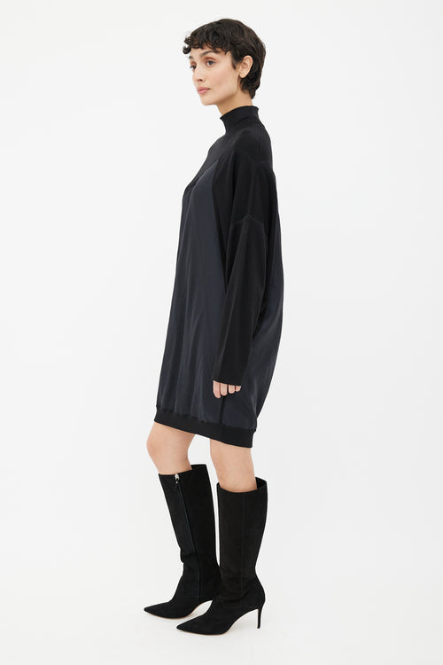 Hermès Black Knit Jacquard Turtleneck Dress