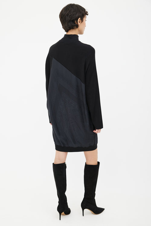 Hermès Black Knit Jacquard Turtleneck Dress