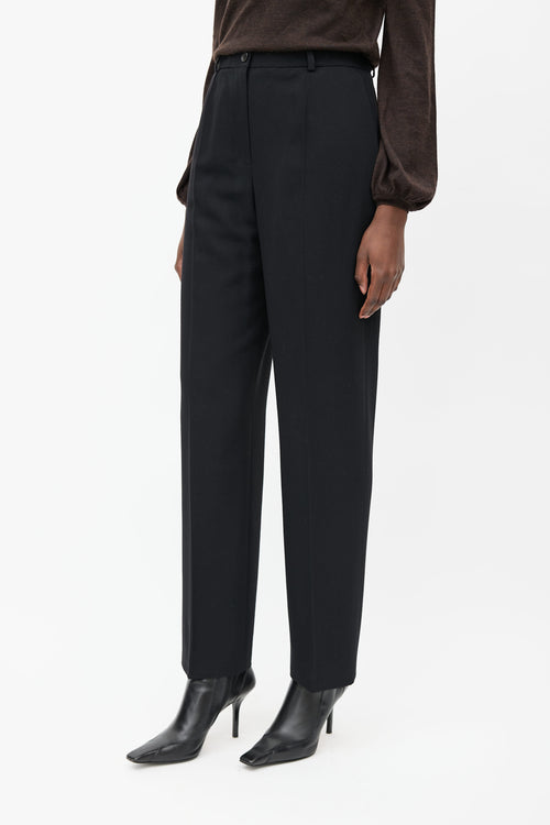 Hermès Black Pleated Wool Trouser