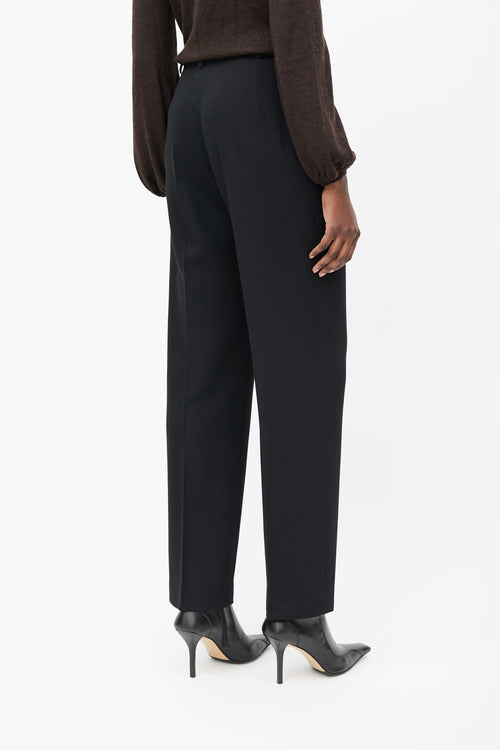 Hermès Black Pleated Wool Trouser