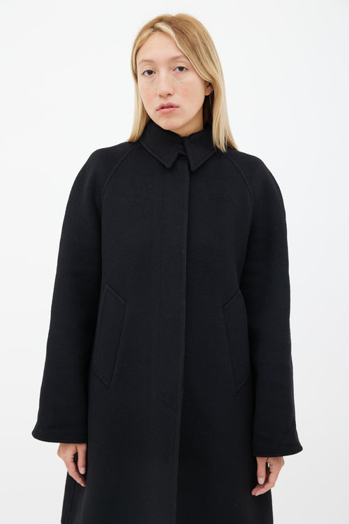 Hermès Black Wool 
Brown Pattern Lining Coat