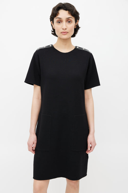 Hermès Black Wool Studded Shift Dress